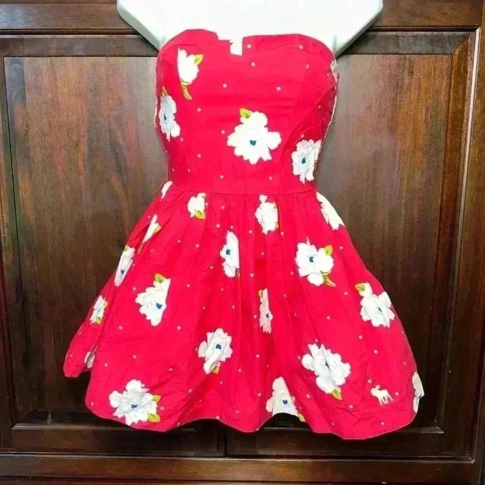 Abercrombie & Fitch Red Floral Dress Size L Kids